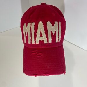 Kbethos Vintage Distressed Red Cap/Hat With Miami Graphic New One Size Fits Most